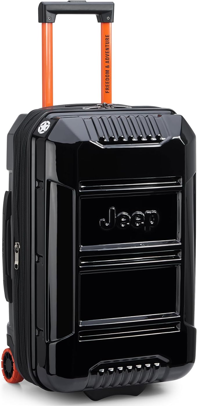 Jeep JH003B Hardside Expandable Luggage with Two Wheels, Black, 2 Piece Set 21/30 Inch