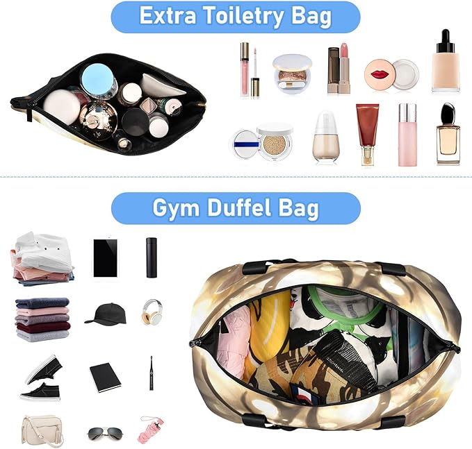 Travel Duffel Bags for Women Golden Autumn Deer Print Sports Duffel Bags Gym Bags with Shoes Compartment Tote Bag Weekender Bag for Travelling