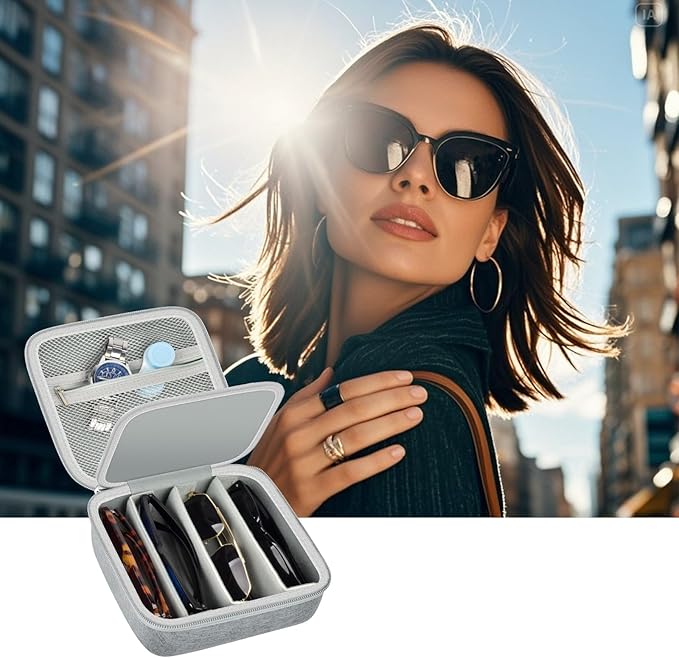 Travel Sunglass Organizer Case for Quay Polarized Sunglasses Men Women, Trendy Glasses Storage Box (Bag Only)