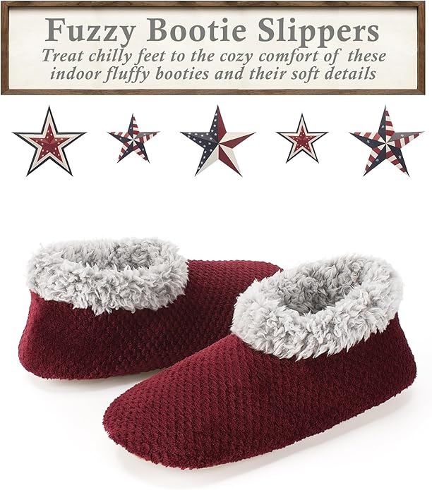 Cozylook Fuzzy Slippers for Women Indoor, Warm Bedroom Slip On Shoes, Winter Fluffy House Socks with Grippers, Cozy Christmas Gifts Unique