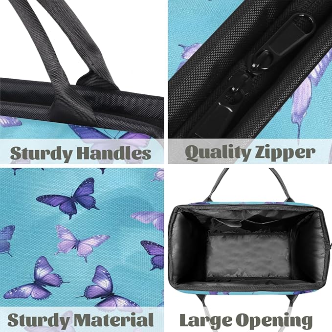 Purple Butterfly Overnight Weekender Bag for Women Men Travel Duffel Bags Waterproof Luggage Carry on Sports Yoga Gym Bag