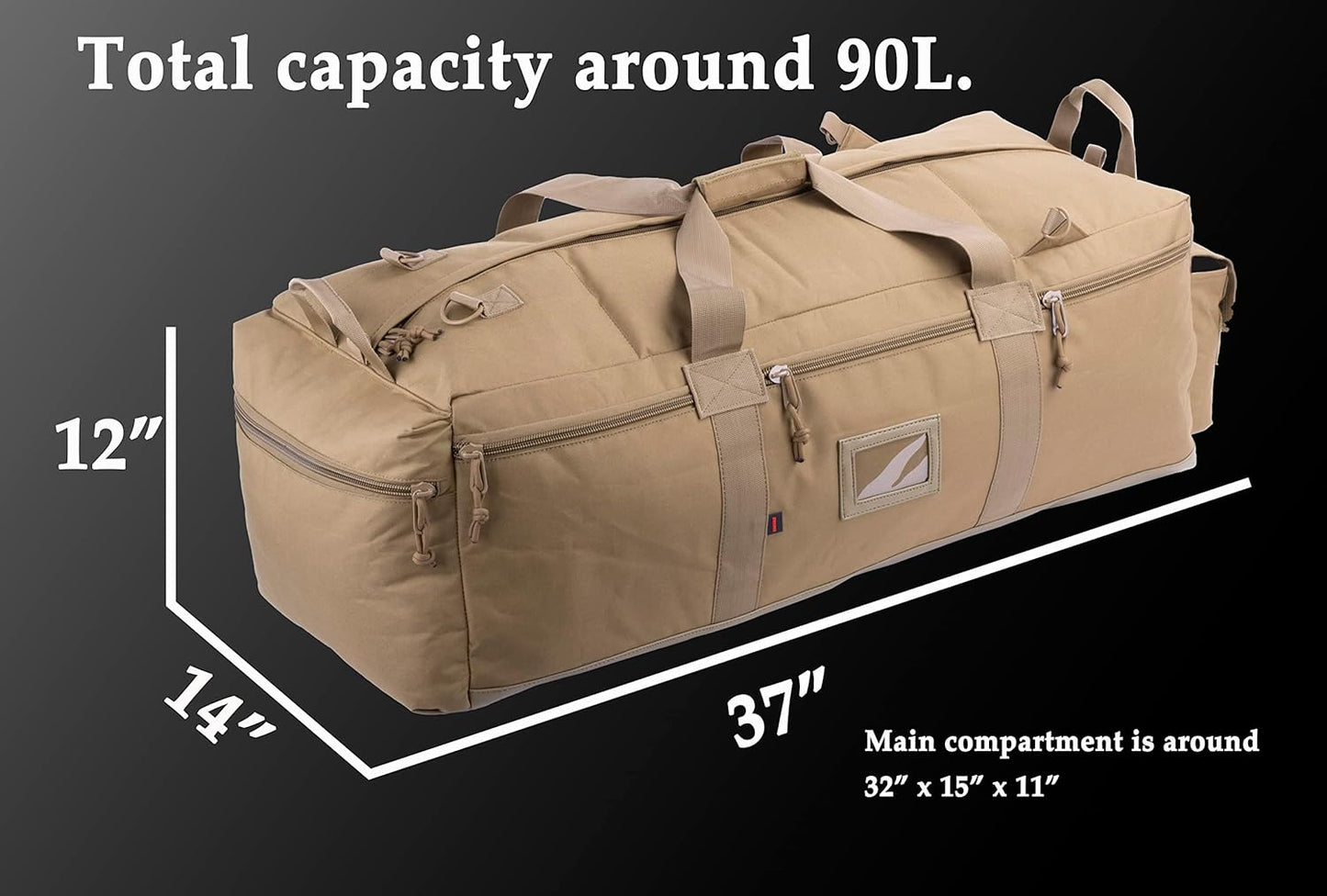 Large Military Duffle Bag Tactical Gear Load Out Bag Deployment Cargo Bag Travel Sports Equipment Duffel Luggage Bag with Backpack Straps 90L