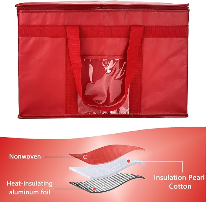 Yalin XXXL Large Insulated Cooler Bag, Styrofoam Cooler of Keep Food Hot or Cold, Reusable Double Zipper Food Delivery Bag for Grocery Shopping, 23" W x 15" H x 14" D