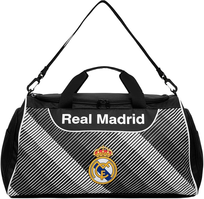 Real Madrid Soccer/Football Travel Duffle Bag – Black & White Sports Gym Bag