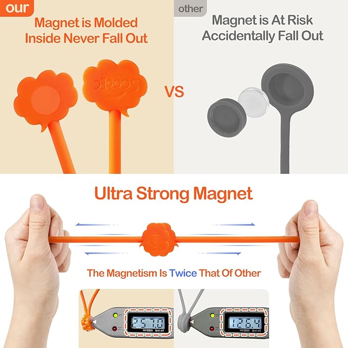 SOOOEC Snap On Magnetic Cable Ties, 32 Pack 7.2" Magnetic Cord Organizer Cute Cloud Design, Silicone Twist Ties with Strong Magnet for Bundling and Cable Management, Fridge Magnets, Assorted Colors.
