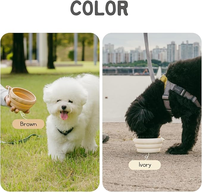 Silicone Collapsible Dog Bowl for Travel, Portable Water Bowl for Dogs Cats, Foldable Food Water Bowl for pet, Camping, Traveling, Walking, Carabiner Included, BPA Free, Dishwasher Safe