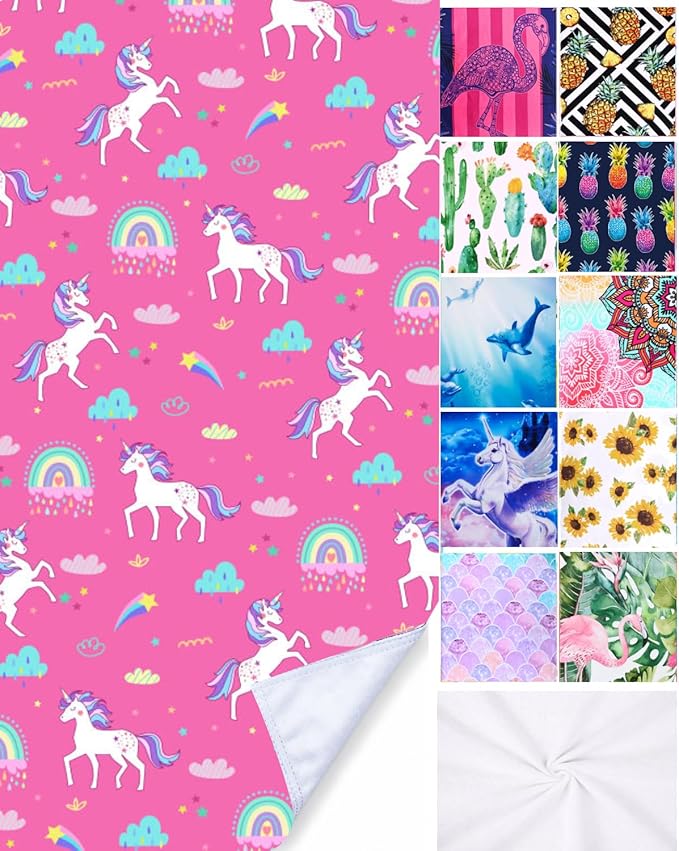 LIVILAN Pink Unicorn Rainbow Beach Towel, Perfect for Kids, Girls, Women, Soft Microfiber Bath, Pool, Swimming Towel, Thin, Quick Dry, Sand Free, Oversized 30" x 60", Cute Unicorn Gifts