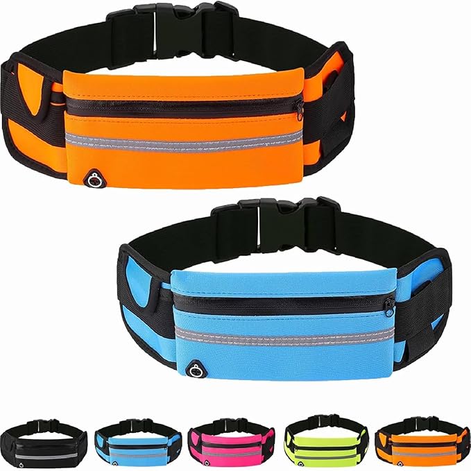 Anti-Theft Invisible Waist Bag, Multifunctional Outdoor Sports Waist Bag with Water Bottle Strap, Lightweight and Waterproof Money Belt (Blue+Orange)