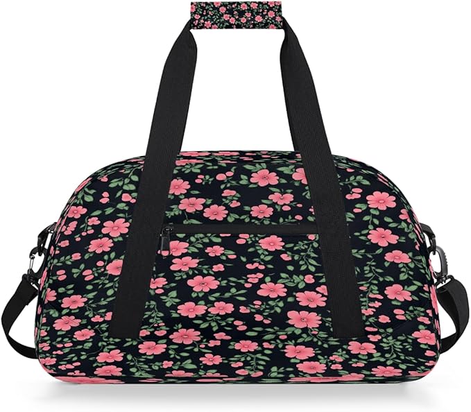Kids Duffle Bag Girls Boys Pink Floral Seamless Weekender Overnight Bag,Lightweight Duffel Bags for Traveling Gym Sport Dance