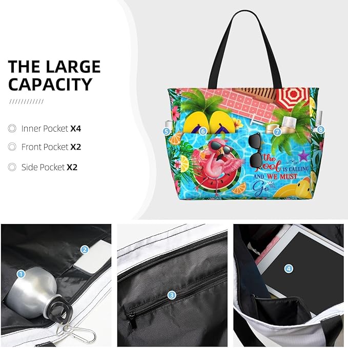 Large Beach Tote Bag Beach Bag Waterproof Sandproof Lightweight Women Tote