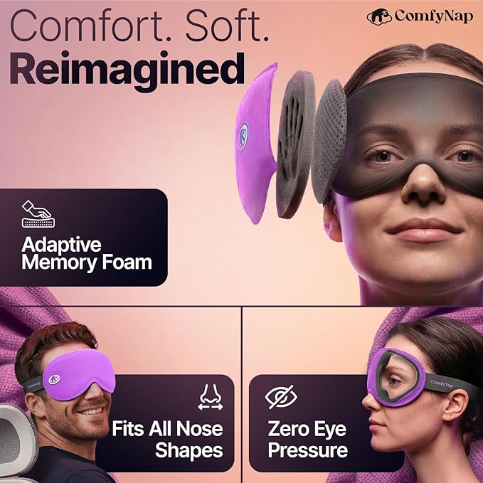 Eye Mask for Sleep with Ultimate Travel Case & Ear Plugs - DeepSpace™ Blackout Sleep Mask for Women Men, Side Sleeper Adjustable Eye Cover, Zero Eye Pressure, Memory Foam Eye Mask for Travel