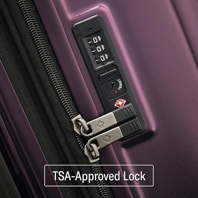 Samsonite Octiv Lightweight Hardshell 20-Inch Carry-On Luggage - Durable & Impact Resistant, 360° Aero Trac Spinner Wheels, Adjustable Telescopic Handle, Expandable Suitcase, TSA Approved Lock, Purple
