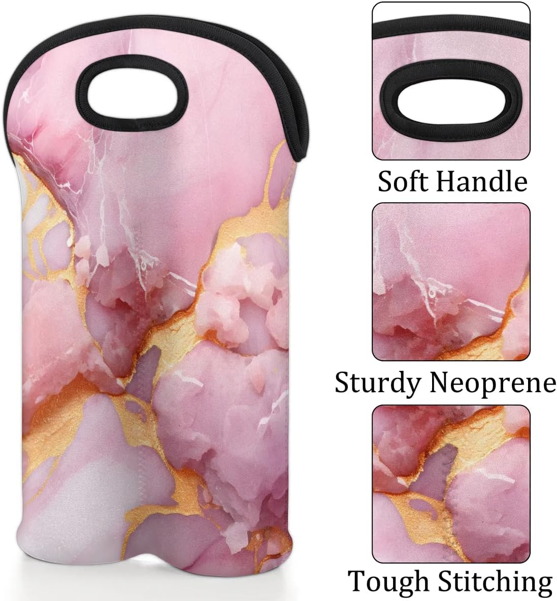 Wine Carrier Tote Personalized Bag for 2 Bottles - Neoprene Wine Bottle Holder with Carry Handle, Wine Protective Bag Insulated Bag Beer Cans Water Bottle Holder for Travel Picnic,Style10