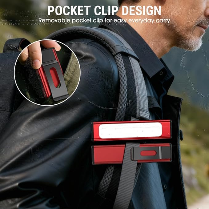 Pocket Flashlight, 1200 Lumens Rechargeable EDC Flashlight with Clip, USB-C Port, 3 Modes Waterproof Warning Light for Working, Camping, Repairing, Emergencies (Red, 4PCS)