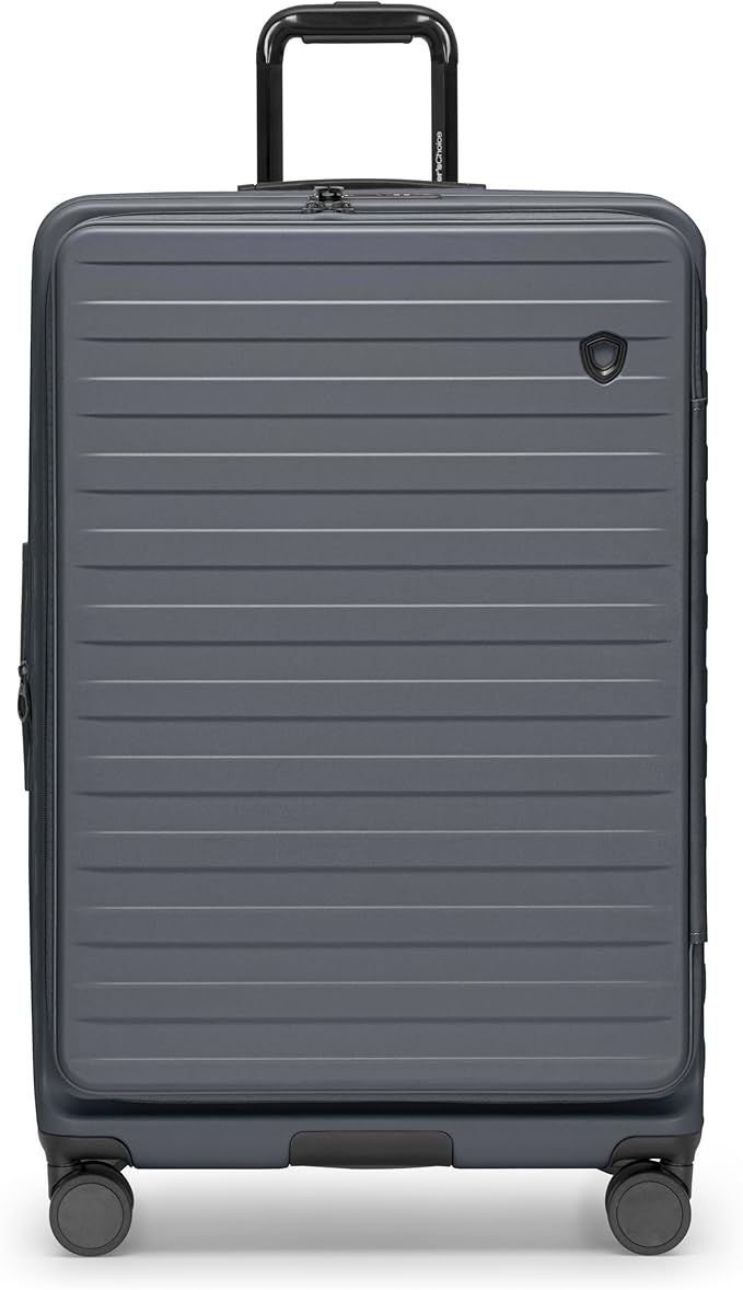 Traveler's Choice Novia Top Opening Expandable Polycarbonate Luggage with Spinner Wheels, Slate Blue, 30-Inch Large