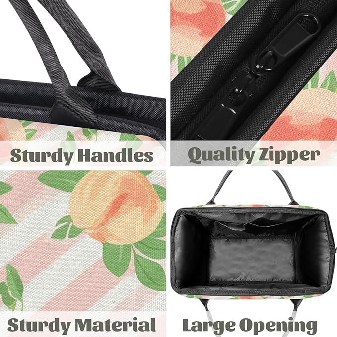 Cute Stripes Peach Pattern Travel Duffel Bag, Waterproof Sports Gym Duffle Bag, Large Capacity Weekender Carry On Overnight Bags for Women Men