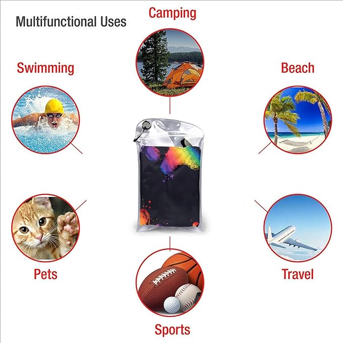 Paw Colorful Sand Free Beach Towel – 31.5"X63" Quick Dry Microfiber Beach Towels for Travel, Swimming, Pool, and Camping, Absorbent and Compact Beach Essential for Women, and Men