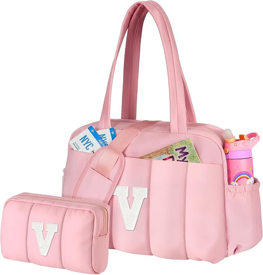Gifts for Girls 8-12 Years-Gifts for Women-Duffle Bag for Travel, Weekender Bags for Women，Initial Overnight Bag with Wet Pocket， Travel Bags Personalized Gym Tote with Makeup Pouch