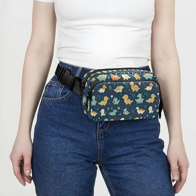 Cute Dinosaurs Fanny Pack for Women Men Water Resistant Fashion Waist Packs with Adjustable Strap Belt Bag for Travel Workout Jogging Hiking 21219797
