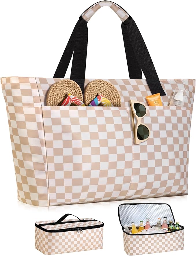 Beach Bag with Cooler, Extra Large Insulated Beach Tote for Women, Waterproof Sandproof Pool Picnic Travel Bag
