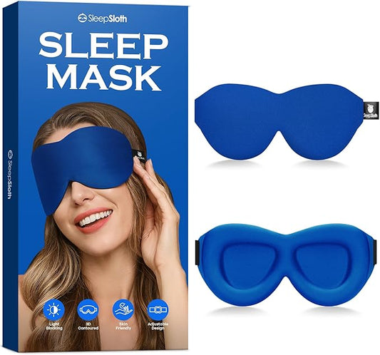 Sleep Eye Mask, 3D Contoured 100% Blackout Eye Mask, Sleep Mask with Adjustable Strap, Night Blindfold for Women Men, Eye Mask for Sleeping, Blue