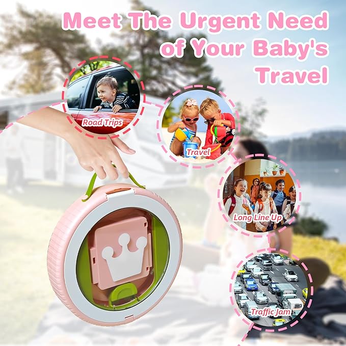 Portable Potty Chair for Toddlers with Splash-Proof Design, Foldable Travel Potty with Bag & 30 Refills - Kids Toilet for Car, Camping, Indoor - Easy Clean Baby Potty Training Seat (White-Pink)