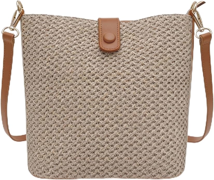 Womens Straw Bucket Bag Summer Beach Woven Purse For Women Straw Crossbody Bags For Travel Rattan Handbag 2026