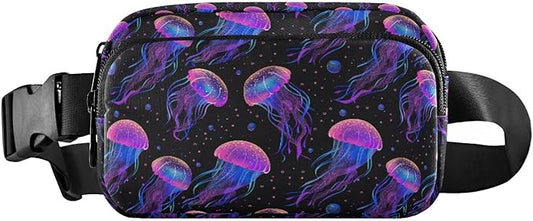 Jellyfish Fanny Pack for Women Men Water Resistant Fashion Waist Packs with Adjustable Strap Belt Bag for Travel Workout Jogging Hiking 21219151