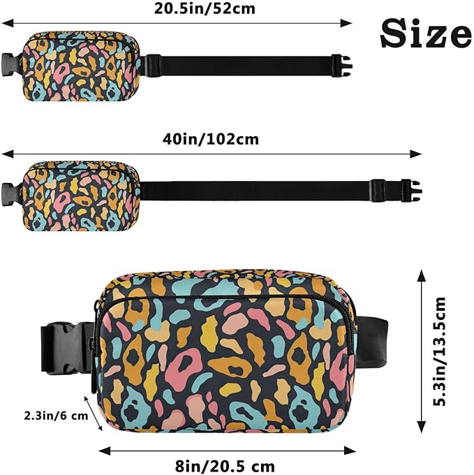 Color Leopard Fanny Pack for Women Men Water Resistant Fashion Waist Packs with Adjustable Strap Belt Bag for Travel Workout Jogging Hiking 21220403