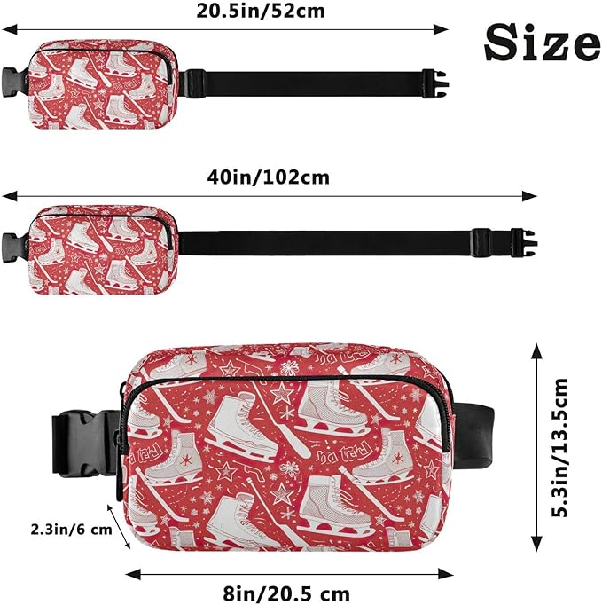 Ice Skates Fanny Pack for Women Men Water Resistant Fashion Waist Packs with Adjustable Strap Belt Bag for Travel Workout Jogging Hiking 21220340