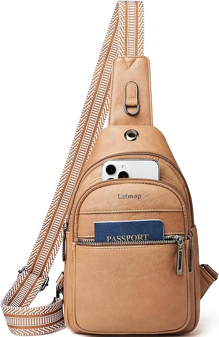 Sling Bag For Women Faux Leather Small Casual Daypack Backpack Fanny Pack Crossbody Chest Bags Purse