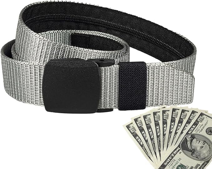 Money Waist Belt, Hidden Travel Pouch, Security Wallet with Blocking, Adjustable Strap for Documents Currency Tickets, Travel Gear, Anti Theft Belt for International Trips