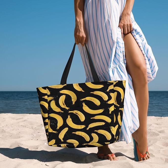 Large Beach Bag for Women Waterproof Foldable Travel Shoulder Tote Bag with Pocket for Weekender Pool Vacation