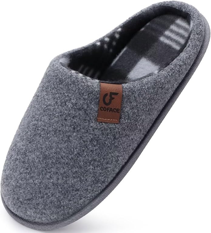 COFACE Unisex Mens Womens Cozy Memory Foam Scuff Slippers Casual Slip On Warm House Shoes Indoor/Outdoor Felt Sandal Slippers Size 4-15