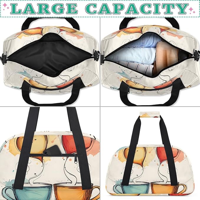 Love's Coffee Kids-Duffel-Bags Gymnastics Dance Bag Carry-On Overnight Travel Gym Lightweight Dance Sports Bags For Girls Boys Kids，