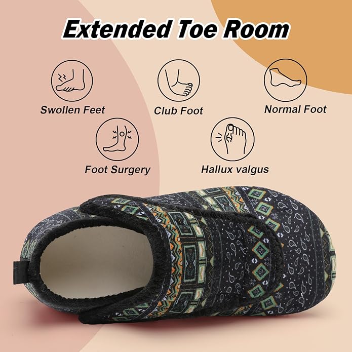 BARERUN Slippers for Women Men Wide House Diabetic Shoes for Women Men Warm Arthritis Edema Swollen Neuropathy Socks Slip on Adjustable Fuzzy Comfy Soft Womens Mens Bedroom Sliipers