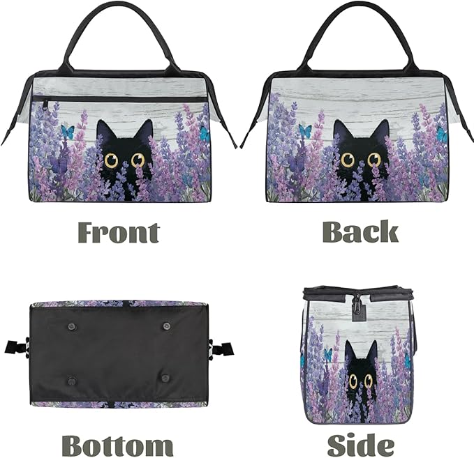 Travel Duffel Bag, Cute Black Cat Butterfly Waterproof Sports Gym Duffle Bag, Large Capacity Weekender Carry On Overnight Bags for Women Men