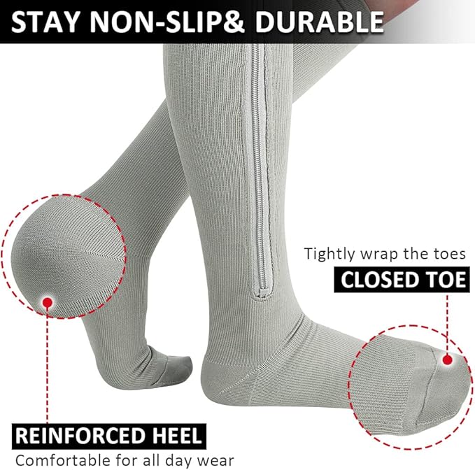 Ailaka Medical 15-20 mmHg Zipper Compression Socks Women Men
