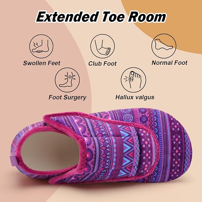 BARERUN Slippers for Women Men Wide House Diabetic Shoes for Women Men Warm Arthritis Edema Swollen Neuropathy Socks Slip on Adjustable Fuzzy Comfy Soft Womens Mens Bedroom Sliipers
