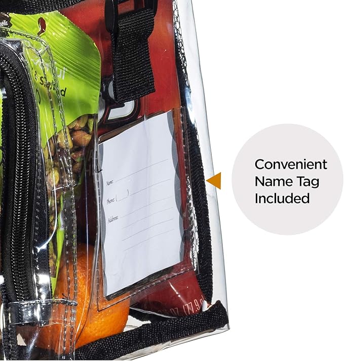 SP HOME GOODS Stadium Approved Clear Tote Bag with Adjustable Strap, Front Storage Compartment, and Mesh Pockets - See Through Zippered Clear lunch Bags for Work, School, Concerts