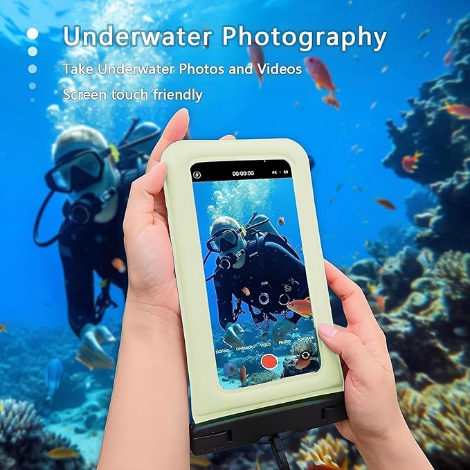 Floatable Soap Bubble Waterproof Phone Pouch Case with Crossbody Lanyard for iPhone 17 series 16 Pro Max/15 Pro/14/13, IP68 Cellphone Dry Bag Beach Cruise Ship Essential, 1 Pack-Mint Green-7″