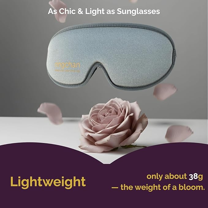 3D Contoured Eye Mask for Travel - 100% Blackout Sleep Mask for Men Women - Zero Eye Pressure Adjustable Eye Cover for Nap, Office & Meditation, Comfortable & Soft - Slate Gray