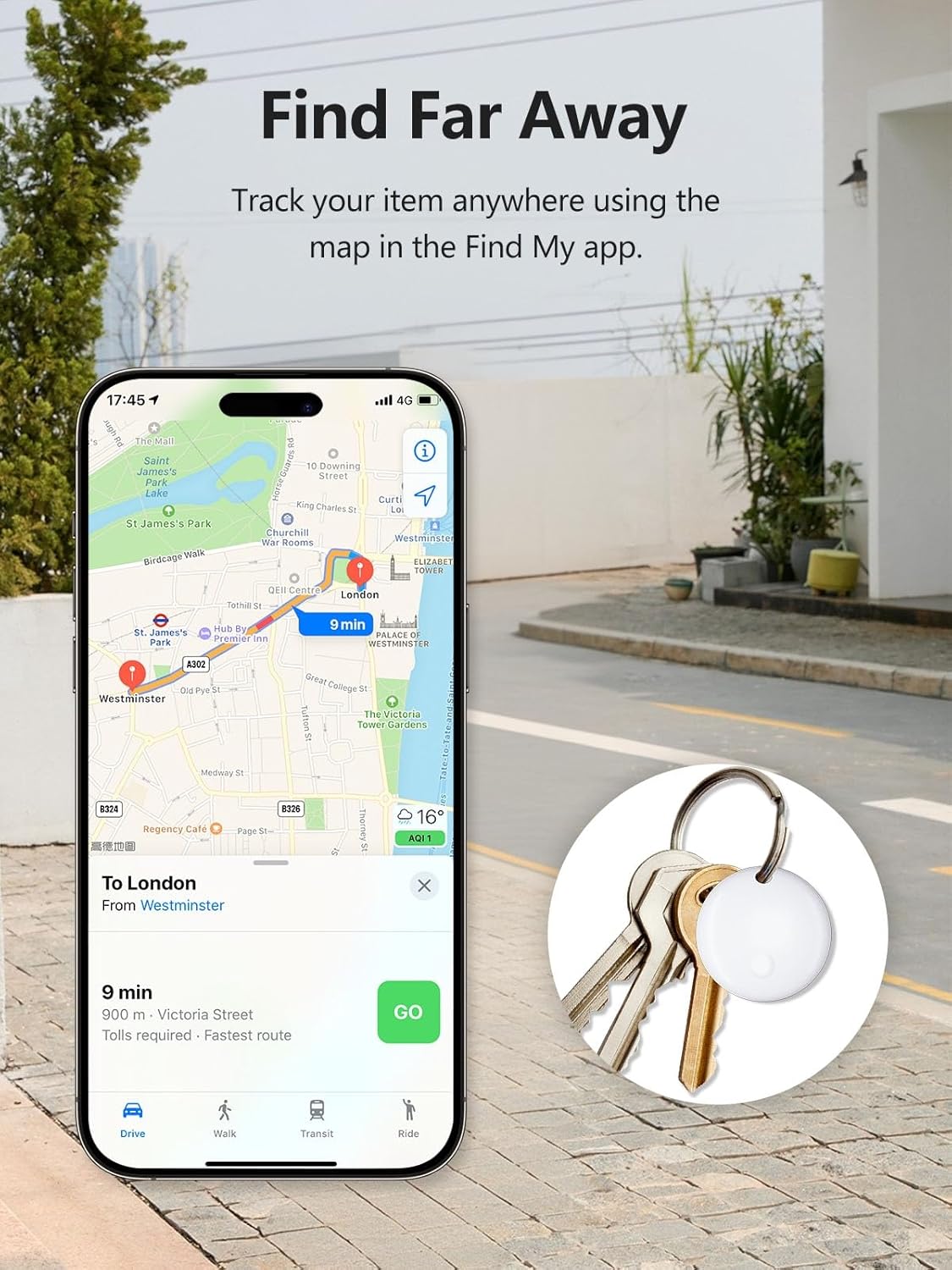 Tracker Tags, Item Finder Work with Apple Find My (iOS Only), Tracking Device Locator Smart Tag for Luggage, Keys, Wallet, Bike, Pets, Bags (White, 1 Pack)