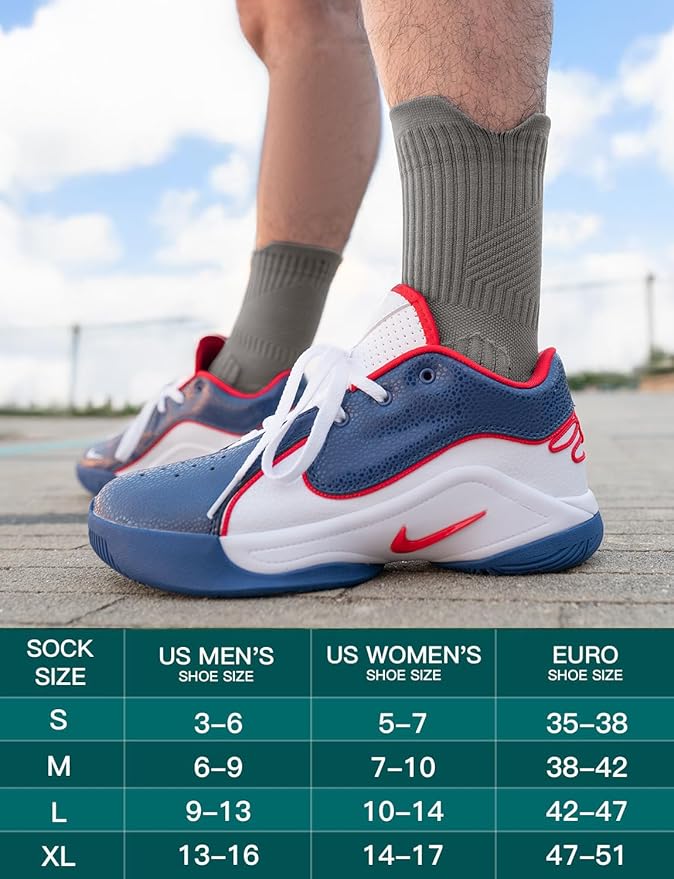 Compression Running Socks, Bamboo Viscose Coolmax Moisture-Wicking Anti-Blister Athletic Hiking Workout Gym Padded