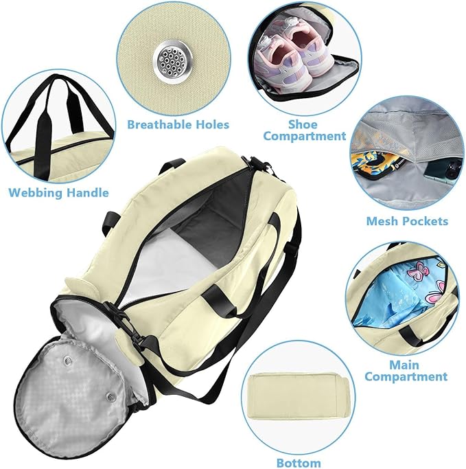 Lemon Chiffon Solid Color Pure Plain Small Gym Bag with Shoes Compartment Large Capacity Personal Item Travel Bag for School Practice, Sports, Travel bolso de viaje para hombre