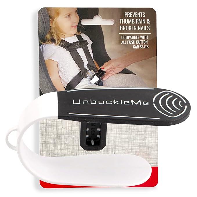 UnbuckleMe Car Seat Buckle Release Tool - Easy Opener Aid for Arthritis, Long Nails, Older Kids - Button pusher for infant, toddler, convertible 5 pt harness car seats - As Seen on Shark Tank (Black)