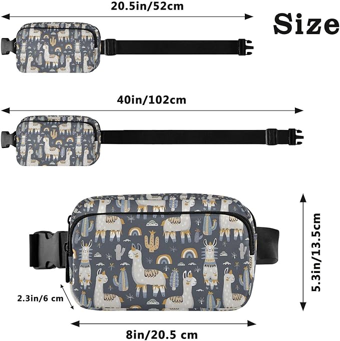Kawaii Cactus Alpaca Fanny Pack for Women Men Water Resistant Fashion Waist Packs with Adjustable Strap Belt Bag for Travel Workout Jogging Hiking 21220372