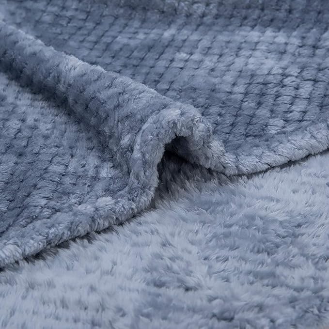 Fuzzy Throw Blanket, Plush Fleece Blankets for Adults, Toddler, Boys and Girls, Warm Soft Blankets and Throws for Bed, Couch, Sofa, Travel and Outdoor, Camping (40”×60”, Smoked Blue)