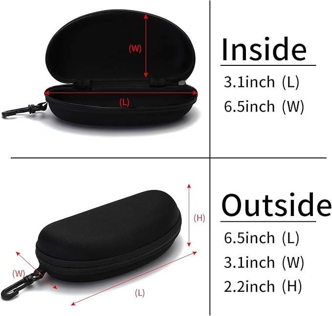 Sunglasses Case,(3 Pack) Portable Travel Zipper Eyeglasses Frame glasses Case Hook For Mens and womens