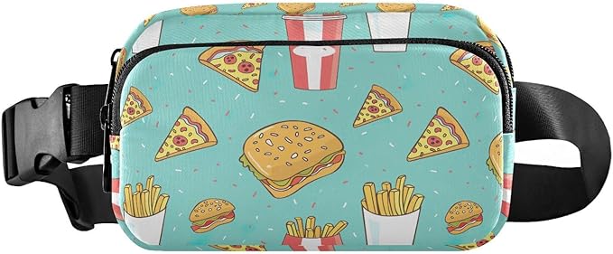 Funny Hamburger French Fries Fanny Pack for Women Men Water Resistant Fashion Waist Packs with Adjustable Strap Belt Bag for Travel Workout Jogging Hiking 21220317